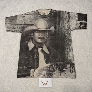 VTG Alan Jackson T Shirt Adult AOP Country Music  Black & White 2 Sided Size L